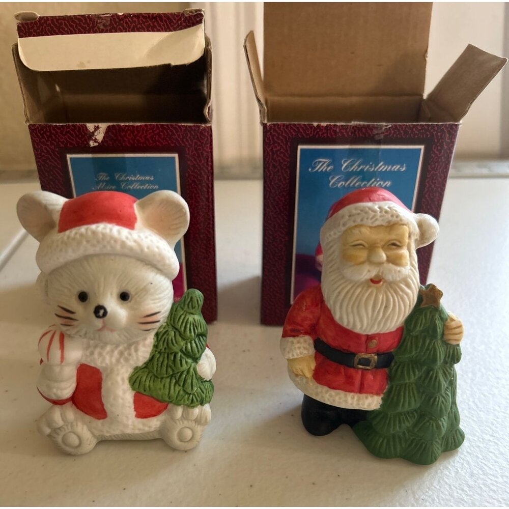 Vintage Youngs Inc. Christmas Mouse & Santa Figurines 1994 Collectible Holiday